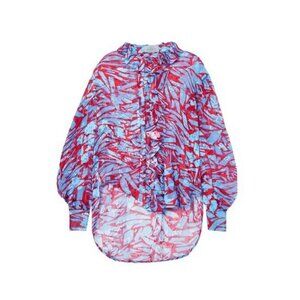 Preen By Thornton Bregazzi Printed Burnout Ruffled Silk Blouse